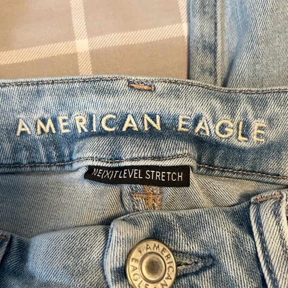 American Eagle Womens 4 Regular Next Level Stretch Blue Cotton Ripped Jeans - Picture 3 of 4